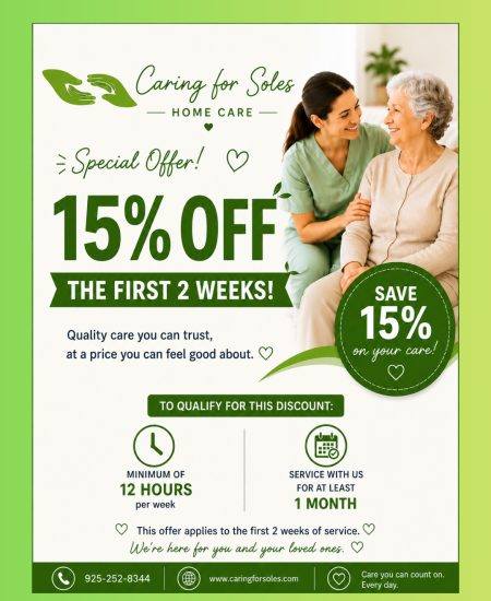 15% off first two weeks promotional flyer